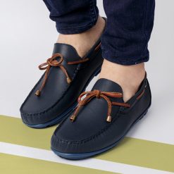 Mocasines Para Hombre en Cuero Azul - HENDZ
