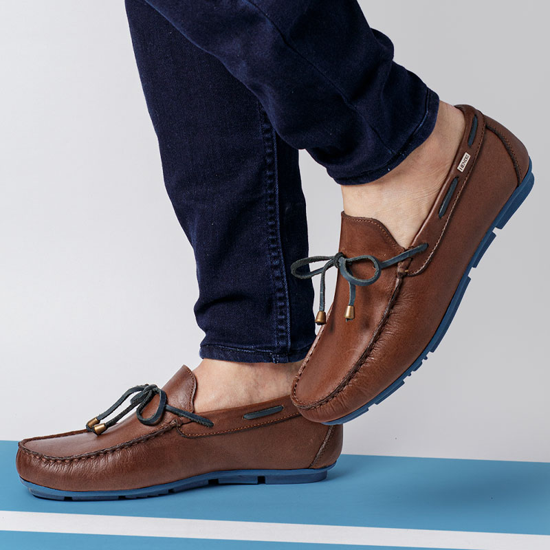 Mocasines Cordones Para Hombre en Cuero Café - HENDZ