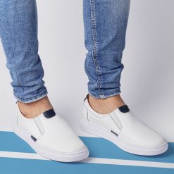 toque Congelar Impotencia Deportivos Jump en Cuero Blanco Para Hombre - HENDZ