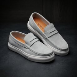 Mocasines Ultralivianos HENDZ ESENCIA en Cuero Carnaza Blanco para Caballero | HENDZ